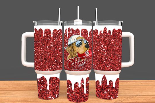 Dog Dr Pepper 40oz Stainles Stell Tumbler With Handle
