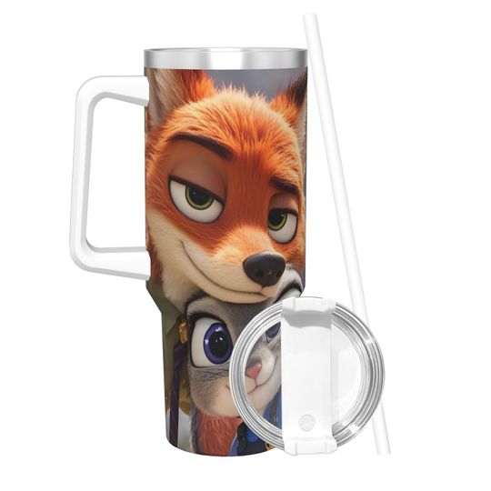 Discover Zootopias 2 Nick Wilde Judy Insulated Tumbler with Straws  Stainless Steel Coffee Mugs Double Wall Car Bottle Cups 40oz