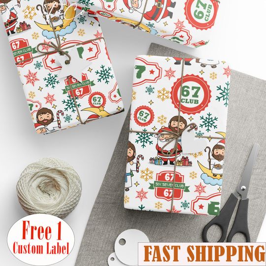 Discover Santa And Jesus 6 7 Wrapping Paper, Funny 6 7 Christmas Gift Wrapping, Festive Wrapping Paper, Seasonal Gift Wrap, Eco-friendly Wrap
