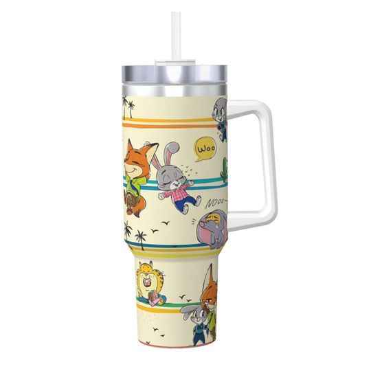 Discover Stainless Steel Tumbler Zootopia 2 Coffee Mug Film Heat Preservation Cold and Hot Mugs Cup Beach Design Water Bottle