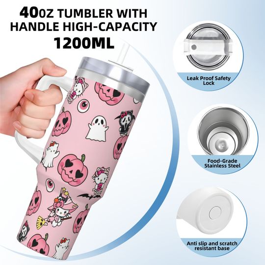Discover Hello Kitty Stainless Steel Tumbler  Travelist Mugs Cup 40oz Thermal Cups Leakproof Cold and Hot Milk Tea Water Bottle