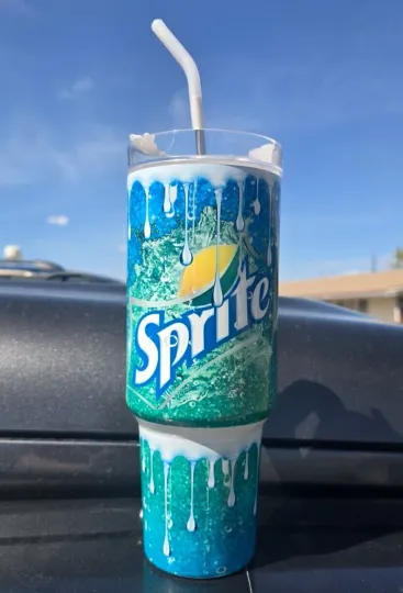 Discover 40oz Stainless Steel Tumbler -Sprite Lovers~Soda~Gift Handcrafted