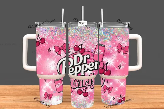 40oz Stainless Steel Tumbler with Handle - Dr. Pepper Soda Lover Gift