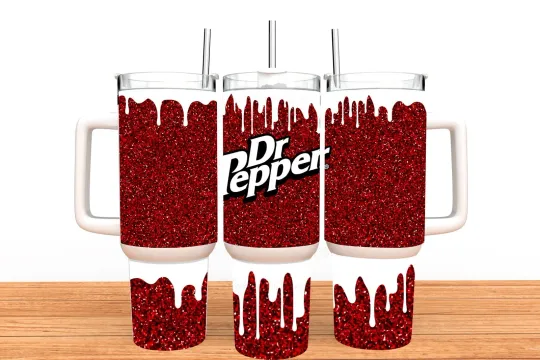 40oz Stainless Steel Tumbler with Handle - Dr. Pepper - Soda Gift for Dr. Pepper Fans