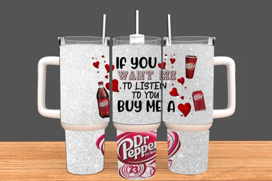 40oz Stainless Steel Tumbler with Handle – Dr. Pepper, Soda Lover’s Gift