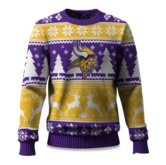Discover 2025 Christmas Vikings Reindeer Football Ugly Sweater