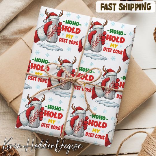 Ho Ho Hold My Diet Coke Christmas Drinking Wrapping Paper | Diet Coke Gift Wrap | Festive Xmas Wrapping Paper