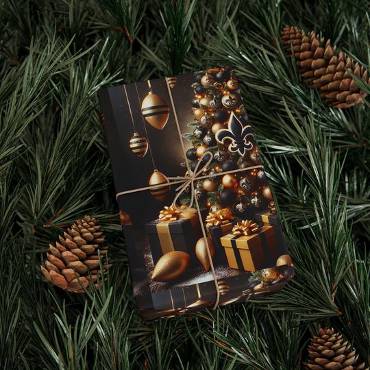 Discover football Saints inspired Christmas wrapping paper for all of the football fans