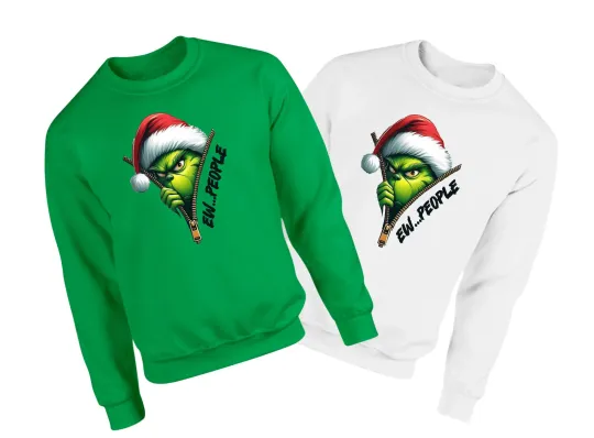 Christmas Funny Character Jumper, Cute Grin Christmas Sweatshirt, Vintage Sweater Top