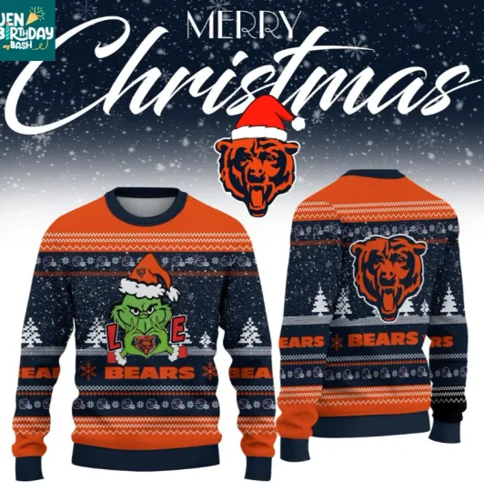 Discover Chicago Bear funny character Loves football Christmas 2025 Ugly Sweaters