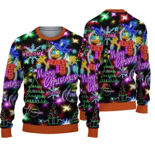 Discover XMAS Bright Neon Lighting Ugly Christmas Sweater