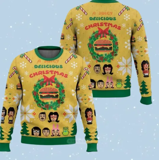 Discover Bob's Burgers Family Ugly Christmas Sweater, Funny Burgers Xmas Sweater
