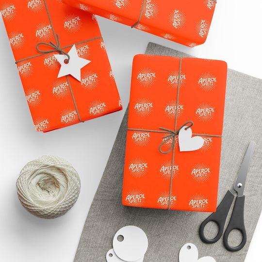 Aperol Spritz Wrapping Paper, Cocktail Gift Wrap, Holiday Drink Lover Paper, Cute Orange Spritz Pattern, Party & Christmas Gift Wrap