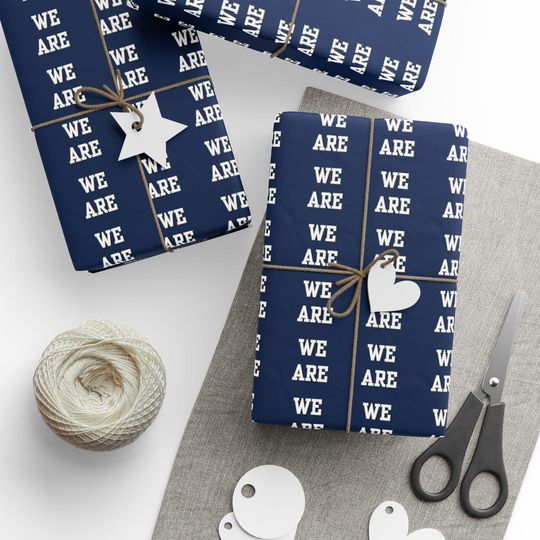 Discover Penn State Wrapping Paper, Blue and White College Gift Wrap, Nittany Lions Party Supplies, University Theme Birthday Present Wrap, Football
