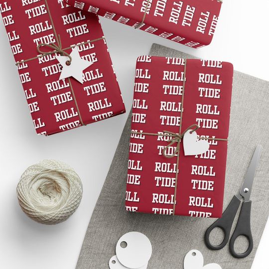 Albm Wrapping Paper Roll Tide, College Football Game Day Gift Wrap, Crimson Tide Party Decor, NCAA Team Spirit, Roll Tide Party