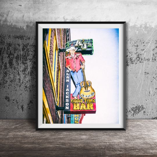 Alan Jackson AJs Good Time Bar Nashville Neon Sign Wall Art Poster