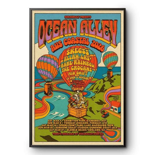 Discover Ocean Alley 2026 Australia Coastal Tour Vertical Poster