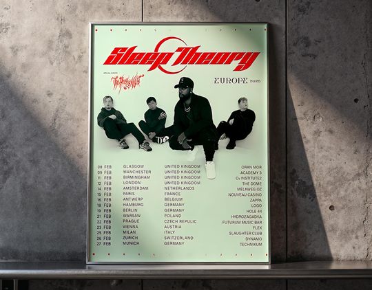 Discover Sleep Theory Europe 2026 Show Poster | Rock Band Concert Wall Art | Modern Music Tour Souvenir | Fan Gift