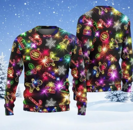 Christmas Light Ugly Sweater, Christmas Extra Bear Ugly Sweater