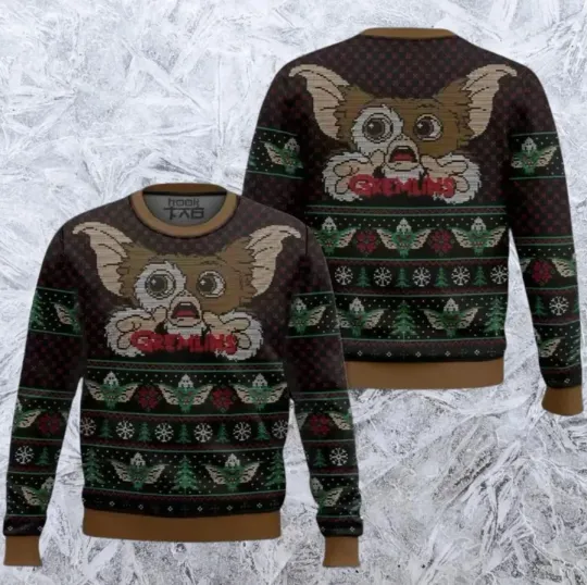 Mens Gremlins Christmas Ugly Warm Winter Sweater