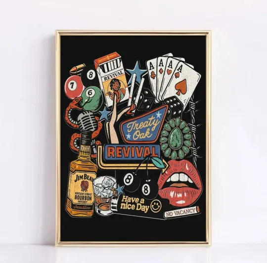 Discover Treaty Oak Revival Vintage Country Western Poster