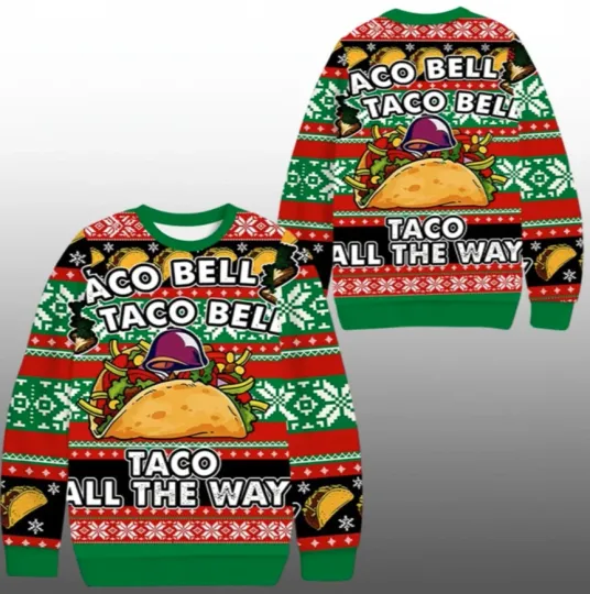 2025 Christmas Funny Mexican Taco Bell Ugly Sweater