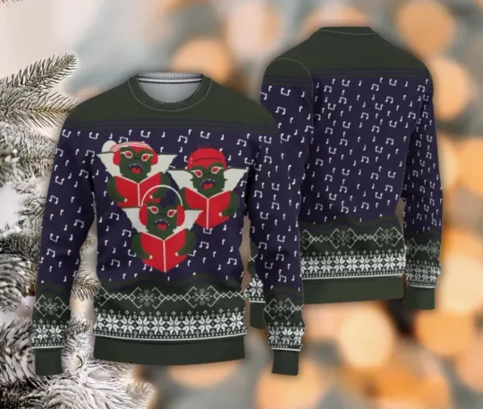 Discover Gremlin Carolers Ugly Christmas Sweater, Singing Monster Holiday Sweatshirt
