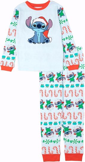 Discover Disney Unisex Kids' 2-piece Snug-fit Cotton Holiday Matching Pajama Set, Soft & Cute for Kids