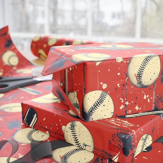 Discover Vintage Baseball Wrapping Paper: Rustic Retro Gift Wrap Rolls