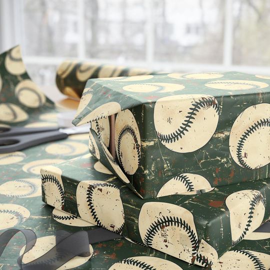 Discover Retro Baseball Wrapping Paper: Vintage Sports Gift Wrap Rolls