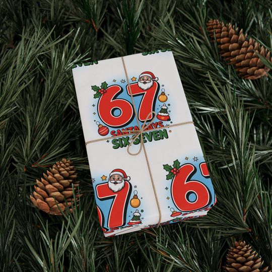 Discover Santa Says 67 Merry Christmas meme Wrapping Papers - Santa Cartoon Funny Gift Wrap, Holiday Present, Six Seven