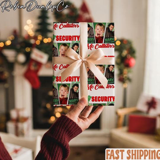 Wrapping Paper Home Alone, Christmas Movie Home Alone Wrapping Paper, Kevin Harry Marv Xmas Gift Wrap, Festive Holiday Presents Packaging