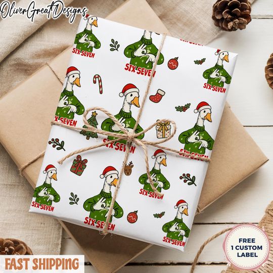Discover Funny Goose 67 Wrapping Paper, Kids Funny Wrapping Paper, 67 Meme Christmas Gift Wrap, Unique Gift Wrap, Holiday Gift, Gift for Kids