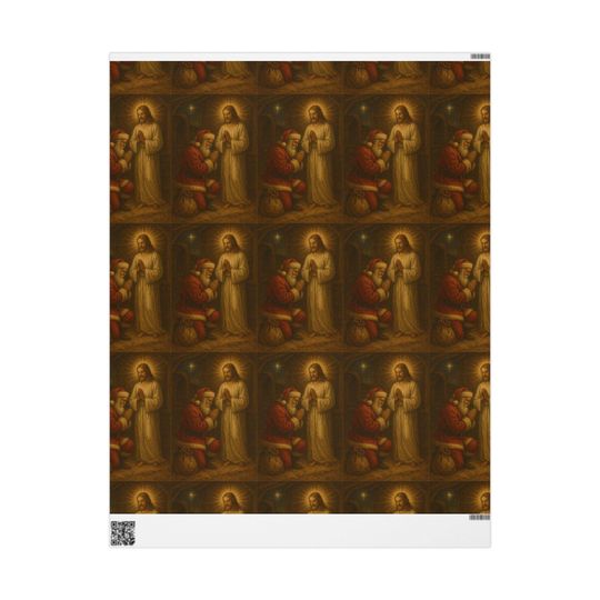 Vintage Nativity Scene Wrapping Papers | Religious Christmas Holiday Paper