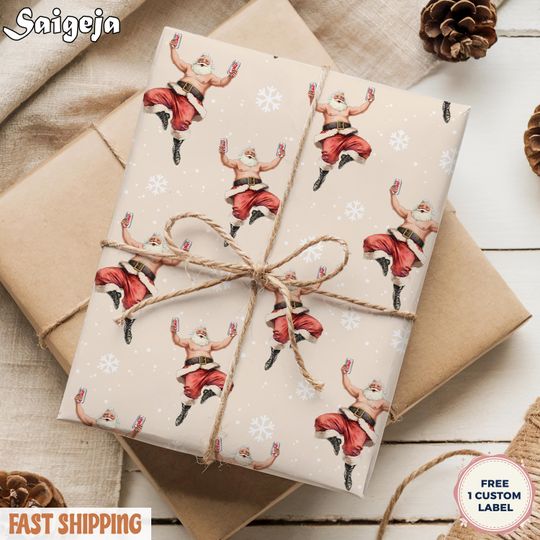 Hot Santa Vintage Diet Coke Christmas Wrapping Paper | Diet Coke Gift Wrap | Festive Xmas Wrapping Paper