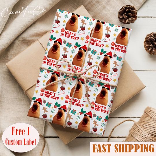 Discover Christmas Marcus The Worm Wrapping Paper, Whats In The Box Meme Christmas Wrapping Paper Viral Meme Xmas Gift Wrap, Festive Holiday