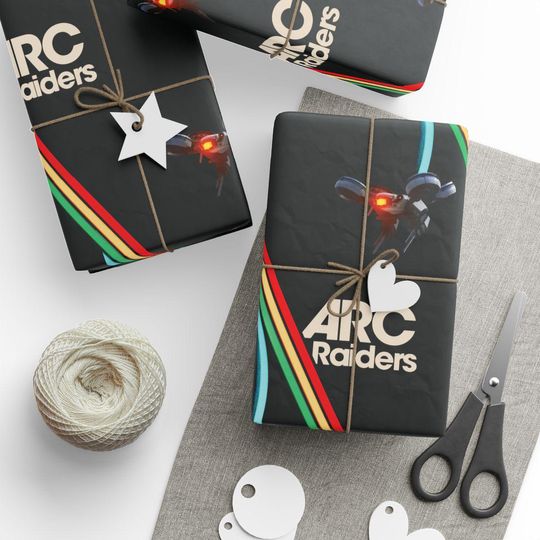 ARC Raiders Inspired Wrapping Paper With Wasp Character, Video Game Christmas Theme