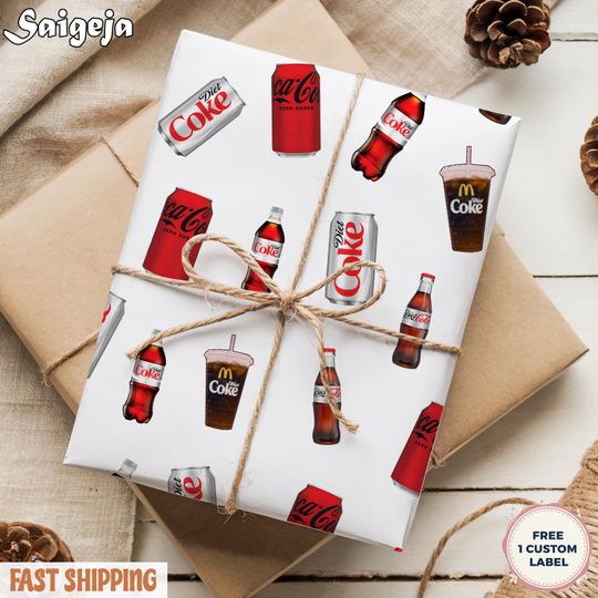 Vintage Diet Coke Christmas Wrapping Paper | Diet Coke Gift Wrap | Festive Xmas Wrapping Paper