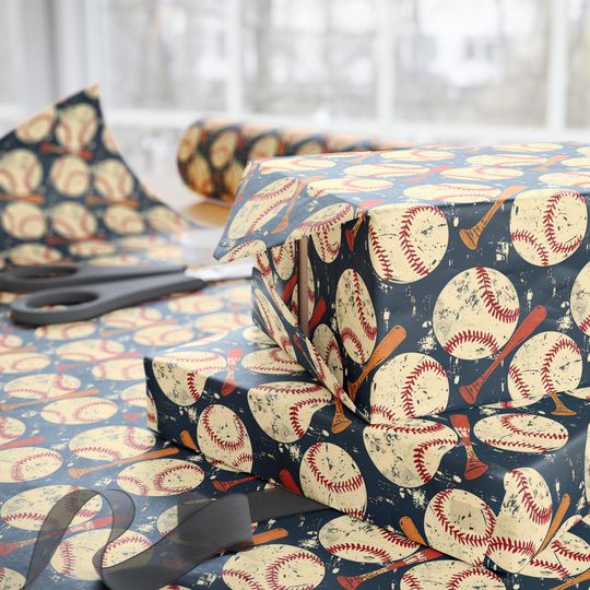 Discover Retro Baseball Wrapping Paper: Seamless Vintage Sports Gift Wrap
