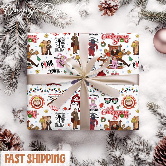 Vintage A Christmas Story Wrapping Paper  Ralphie Parker Xmas Gift Wrap - 90s Christmas Movie