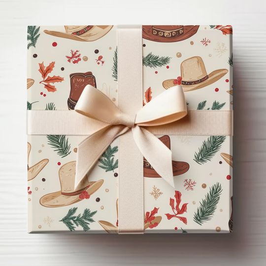 Discover Western Wrapping Paper Roll Cowboy Boots Wrapping Paper Gift Wrapping Cowboy Hat Christmas Gift Wrapping Roll