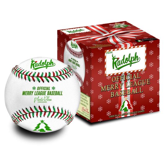Merry League Baseball Gift. The Official Baseball of Christmas. Stocking Stuffer. Christmas Collectible Baseball. Pitcher Batter Catcher.