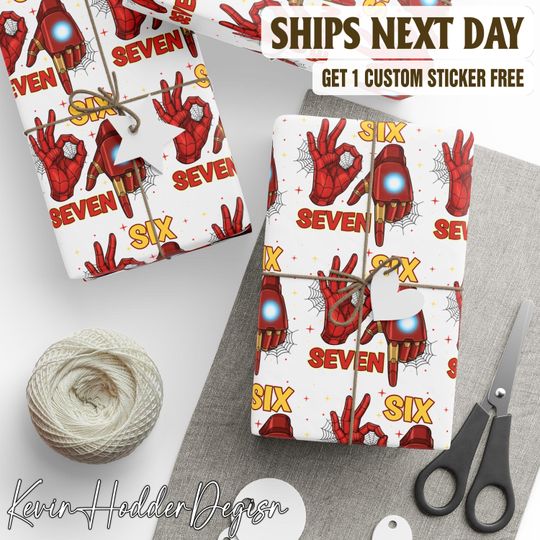 Discover Six Seven Superhero Christmas Wrapping Paper, Comic Hero Holiday Gift Wrap, Festive Action Hero Print, Cool Boys Xmas Gift Wrapping Sheet