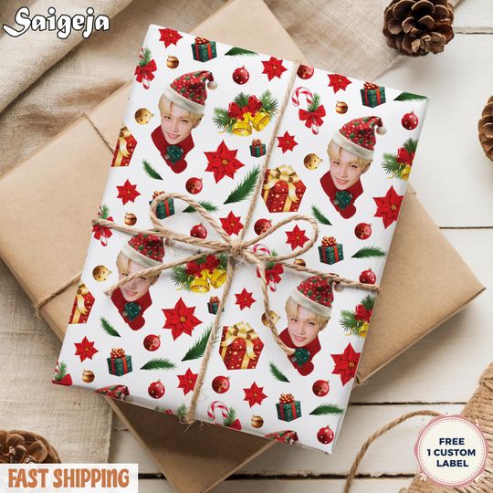 Discover Cute Kpop Idol Christmas Wrapping Paper | Male Singer Holiday Gift Wrap for Fan | Xmas Present Paper for K-Drama Lover | Unique Fan Gift