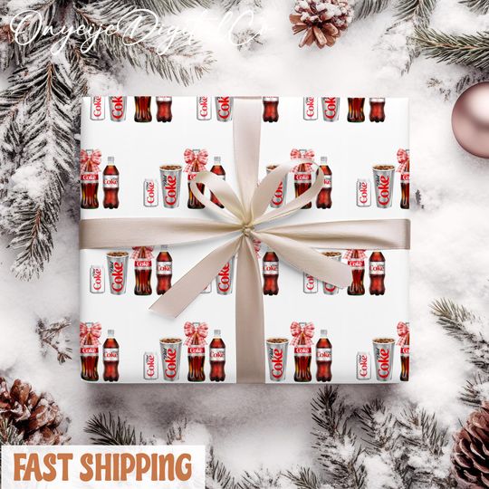 Vintage Diet Coke Wrapping Paper | Coquette Diet Coke Christmas Gift Wrap | Festive Xmas Wrapping Paper
