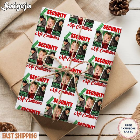 Discover Home Alone Wrapping Paper, Christmas Movie Holiday Gift Wrap Kids Santa Gift The Wet Bandits Kevin McCallister