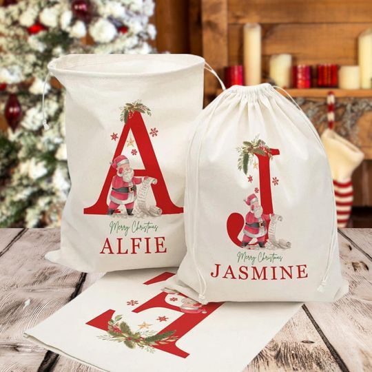 Discover Personalized Christmas Gift bag, Christmas Gift Bag, Christmas Tote Bag, Christmas Goodie Bag, Santa sack, Christmas Gifts,Personalized gift