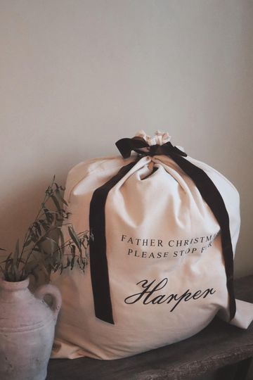 Discover Christmas Santa Sack- extra large personalised with velvet ribbon
