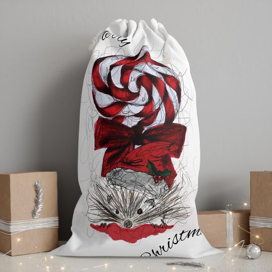 Discover Christmas Candy Hedgehog Santa Sack Festive Gift Bag