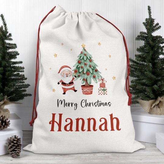 Personalised Santa sack, Santa Sack, Christmas Keepsake, Christmas decor, Christmas bag, Drawstring Bag, Traditional Sack, Christmas Gift